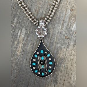 Navajo Walter Mitchell turquoise and Sterling Necklace c. 1070s